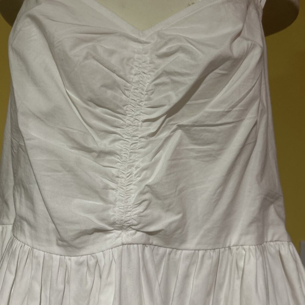 Tiered Maxi Dress White Extra Large XL Lined Cotton Boho Pockets Summer New - Picture 5 of 15
